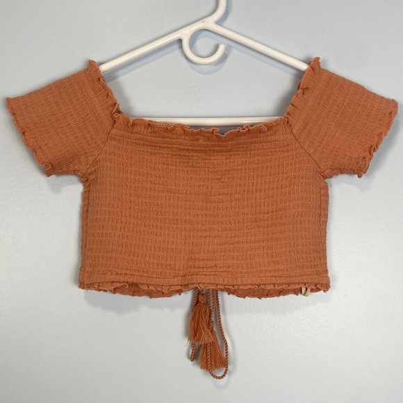 Free People It's A Cinch Crop Top 100% Cotton Smocked Sz Medium M Summer Casual - Picture 9 of 11